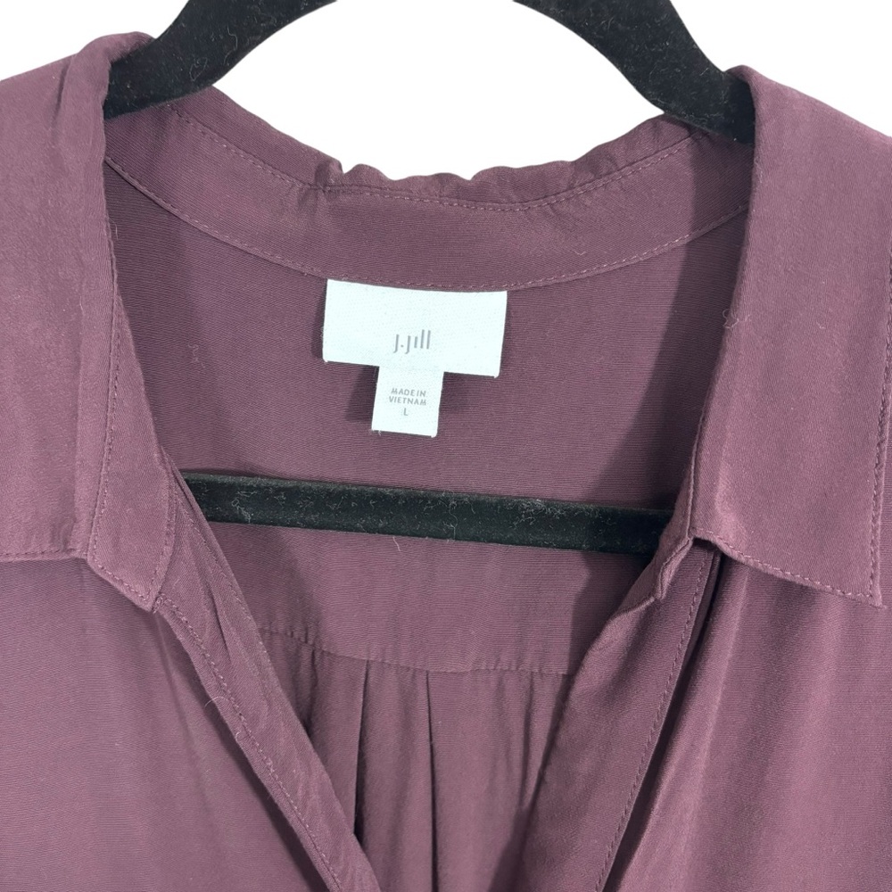 J. Jill Women's Dark Plum Button Down Long Sleeve‎ Tunic Blouse Lagenlook Size L - Picture 5 of 7